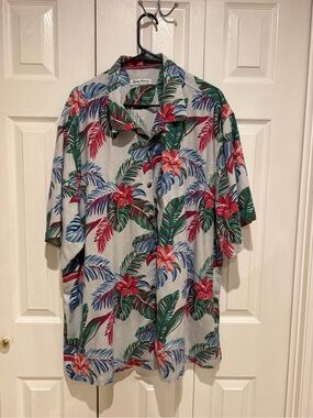 Tommy Bahama Tropical Floral Short-Sleeve Button-Up - Gray, Green, Blue, Red